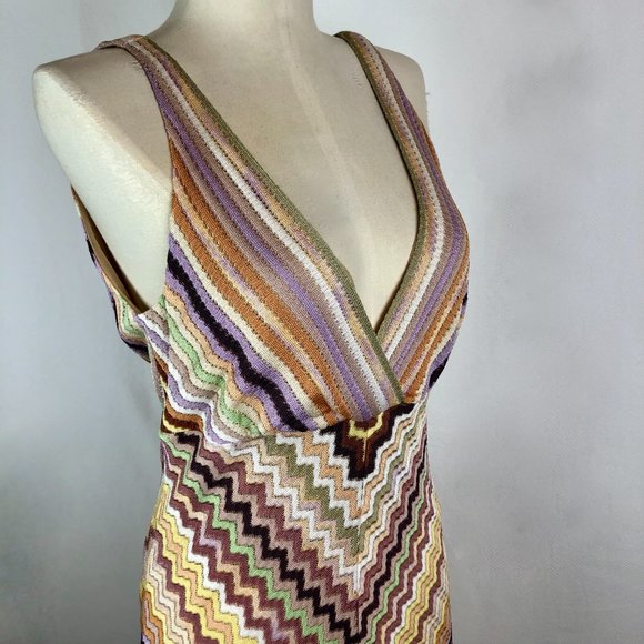Missoni Orange Label V-Neck Zigzag Knit Dress - Picture 6 of 15